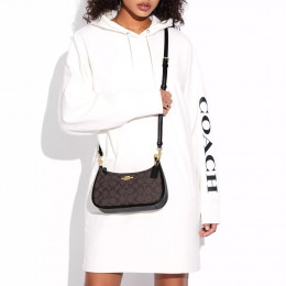 Сумка Coach Teri Shoulder Bag In Signature Canvas Gold/Brown Black