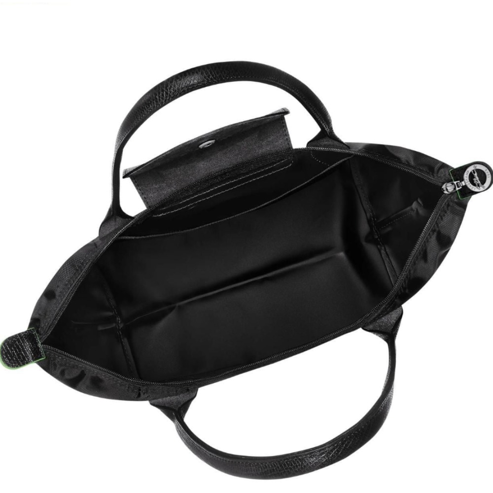 Сумка Longchamp Le Pliage Green  M Tote bag Black - Recycled canvas