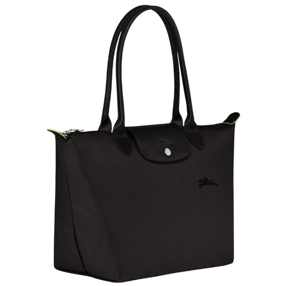 Сумка Longchamp Le Pliage Green  M Tote bag Black - Recycled canvas