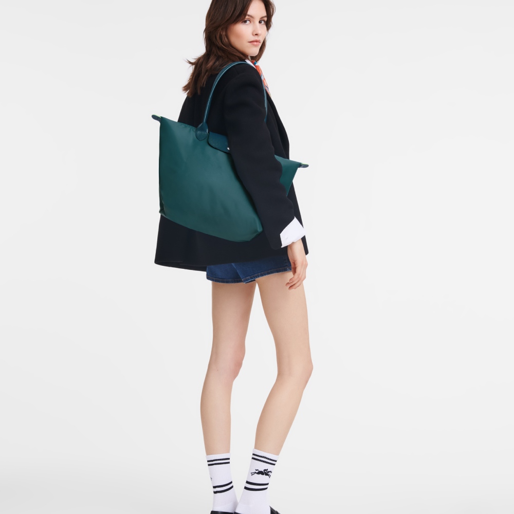 Сумка Longchamp Le Pliage Green L Tote bag Peacock- Recycled canvas
