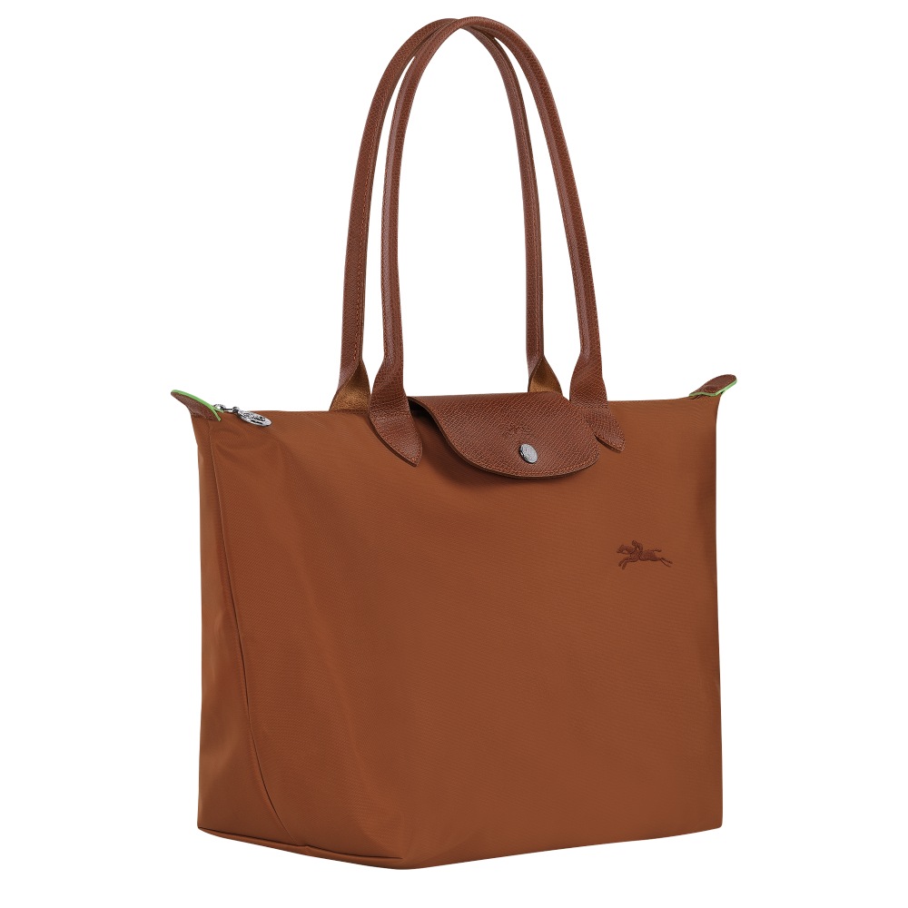 Сумка Longchamp Le Pliage Green L Tote bag Cognac - Recycled canvas