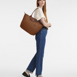 Сумка Longchamp Le Pliage Green L Tote bag Cognac - Recycled canvas