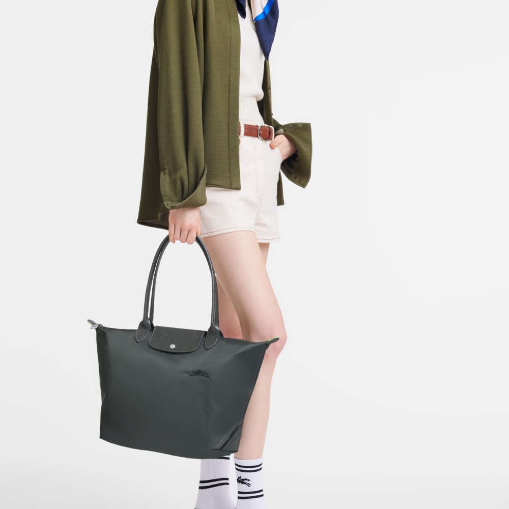 Сумка Longchamp Le Pliage Green L Tote bag Graphite - Recycled canvas