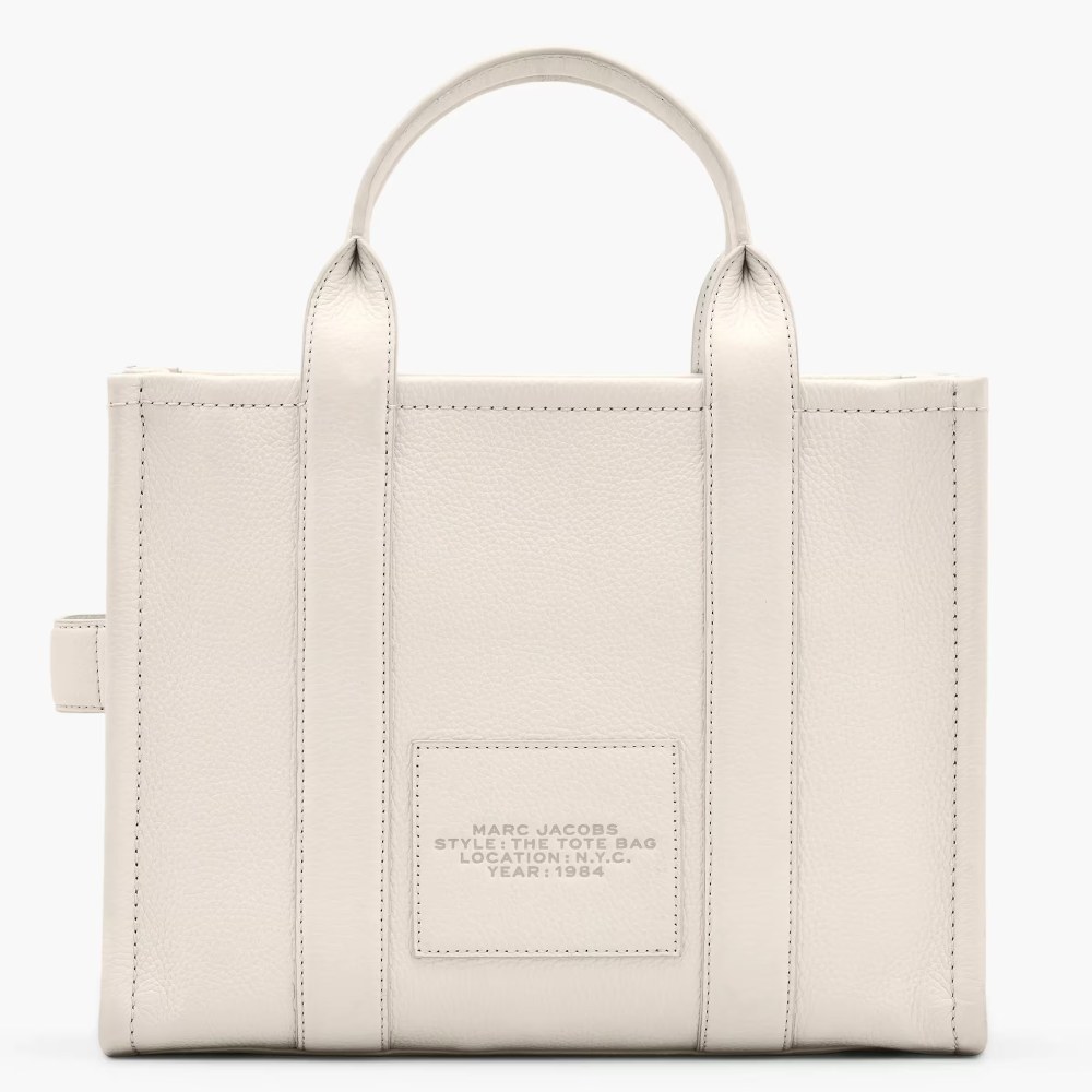 СУМКА MARC JACOBS THE LEATHER MEDIUM TOTE BAG COTTON/SILVER