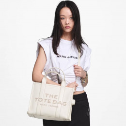 СУМКА MARC JACOBS THE LEATHER MEDIUM TOTE BAG COTTON/SILVER