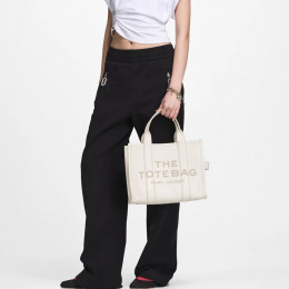 СУМКА MARC JACOBS THE LEATHER MEDIUM TOTE BAG COTTON/SILVER