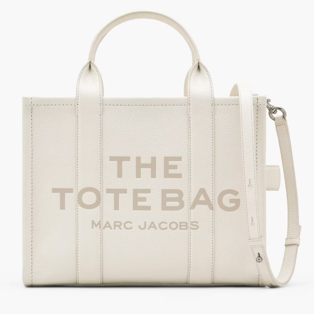 СУМКА MARC JACOBS THE LEATHER MEDIUM TOTE BAG COTTON/SILVER