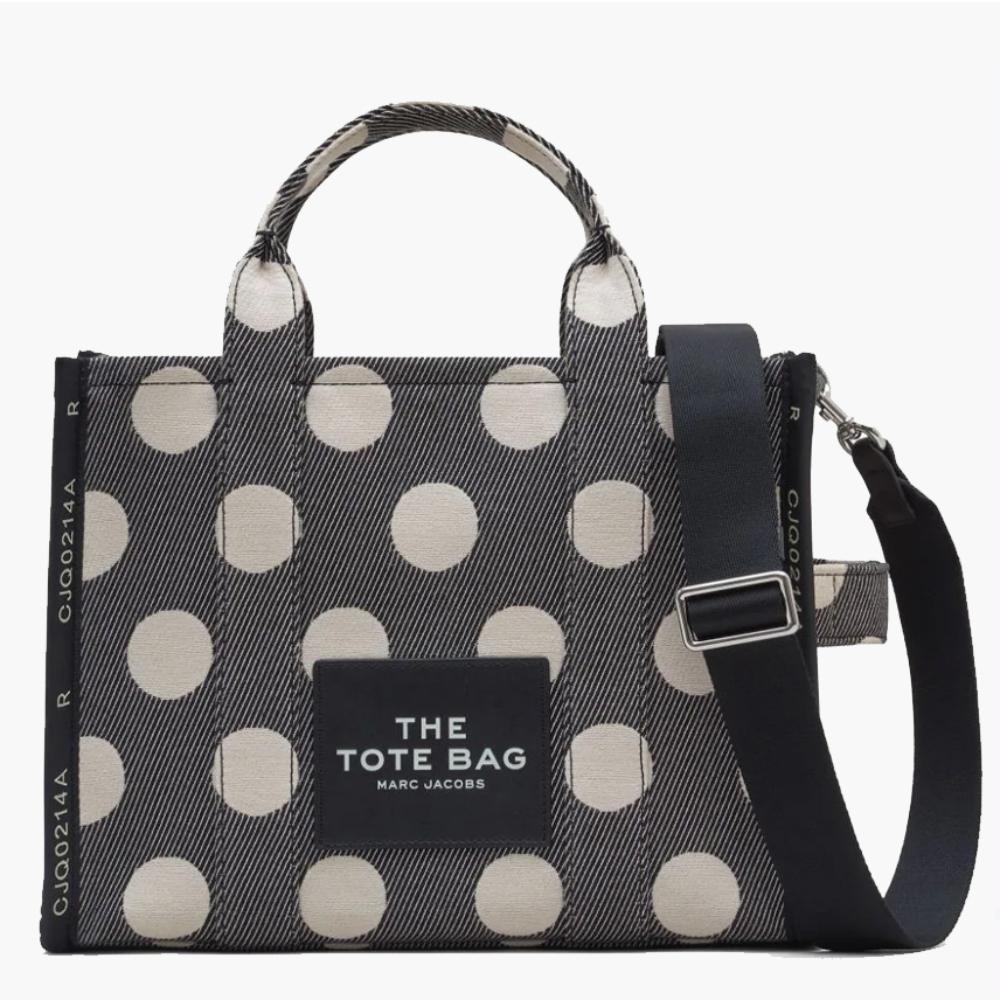 СУМКА MARC JACOBS THE SPOTS JACQUARD MEDIUM TOTE BAG BLACK/IVORY
