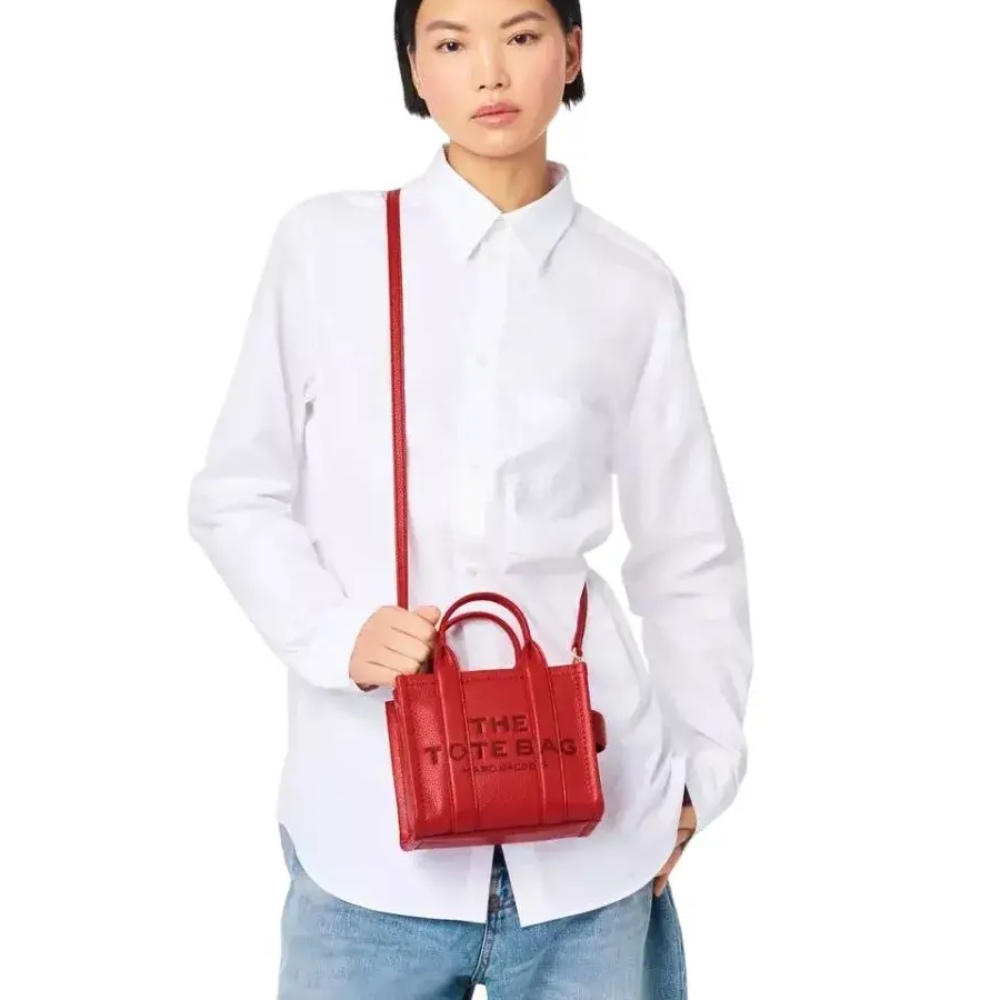 СУМКА MARC JACOBS THE LEATHER MINI TOTE BAG TRUE RED