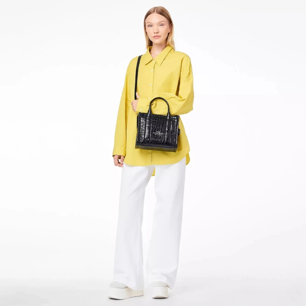 СУМКА MARC JACOBS THE SMALL CROC-EMBOSSED TOTE BAG BLACK