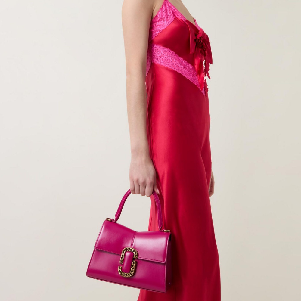 СУМКА MARC JACOBS THE ST. MARC SMALL TOP HANDLE LEATHER BAG LIPSTICK PINK